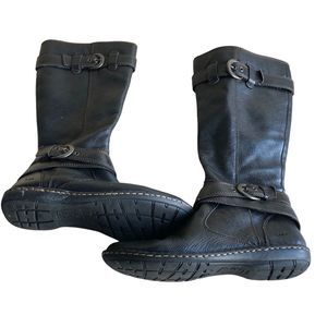 b.o.c Tall Black Pebbled Leather Riding Boots Womens Size 8
